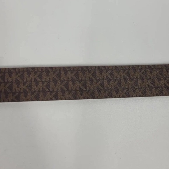 ?Michael Kors Belt Twist ReversibleMK Brown White Logo Gold Buckle Size:Medium